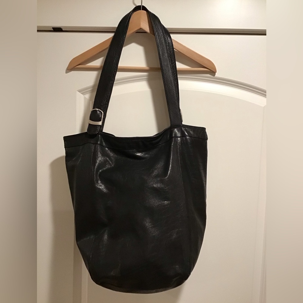 Elegant Black Leather Tote Bag